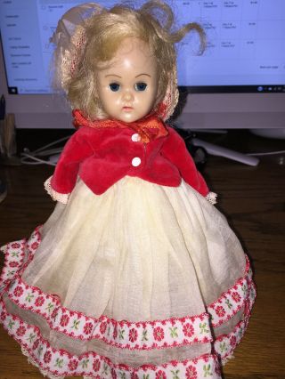 Vintage Vogue " Ginny " Doll,  Red Velveteen Jacket And Hat