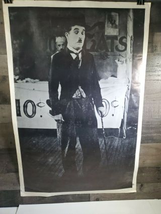 Rare Vintage 1960s Charlie Chaplin Poster By Famous Faces,  Inc.  38x25