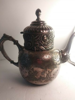 Vintage Derby Silver Co Quadruple Plate Victorian Tea Pot Kettle 1650