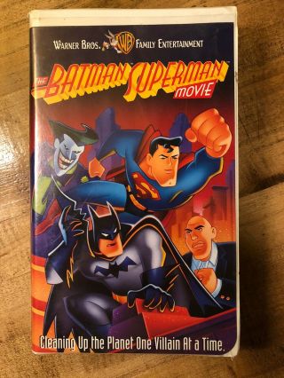 Rare Oop Batman Superman Movie Clamshell Vhs Video Tape Dc Comics Cartoon Anime