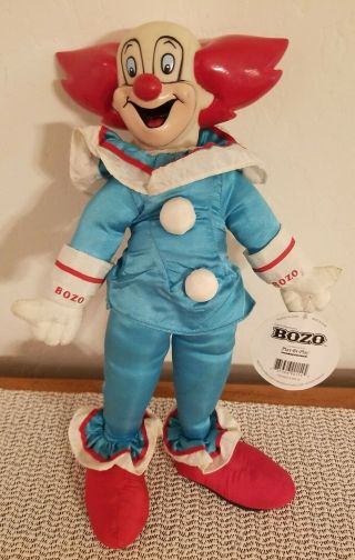 Rare Vintage 13 " Bozo Plush Doll With Hard Plastic Head By Play By Play