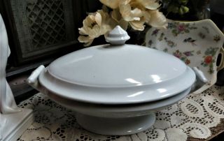 1800’s Antique White Ironstone Covered Serving Tureen Dish J.  & G.  Meakin Rope