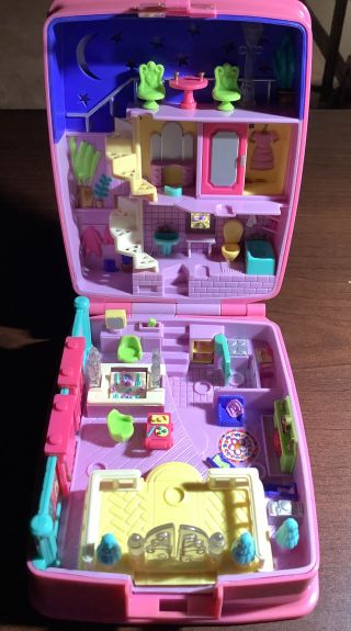 Vintage 1994 Bluebird Polly Pocket Dinner Party Case Pink W/ Bow No Dolls