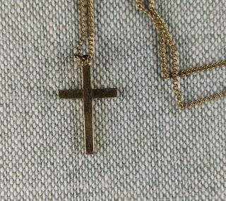 ANTIQUE VICTORIAN ETCHED 12k GOLD FILLED CROSS PENDANT w/ CHAIN 3