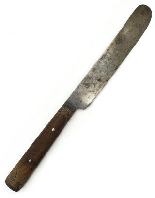 Vintage Butter Knife Wood Handle Pewter Inlaid Inlay Old Civil War Era Utensil