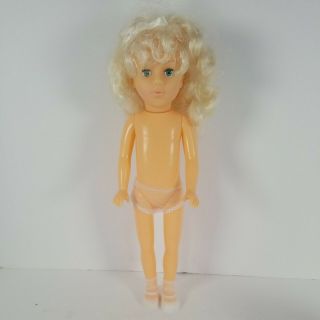 Vintage Fibre Craft Fashion Doll 13 " Blonde Hair & Blue Eyes,  Bow,  Plastic Girl