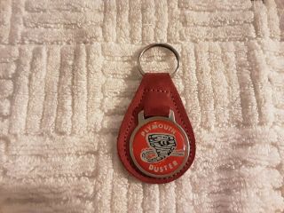 Rare Vintage Leather Keychain Fob Plymouth Duster Red Retro