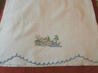 Vintage White 100 Cotton & Hand Worked Embroidery Pillow Case