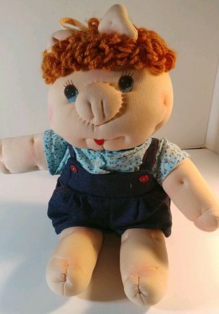 Rare Vintage 1982 Dan Dee Piggy Wigglies Pig Doll Toy Overalls Shirt Plush 15”