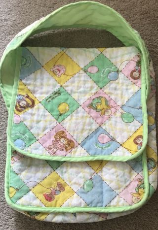 Vintage 1983 Coleco Cabbage Patch Kids Doll Quilted Diaper Travel Bag Purse Gree