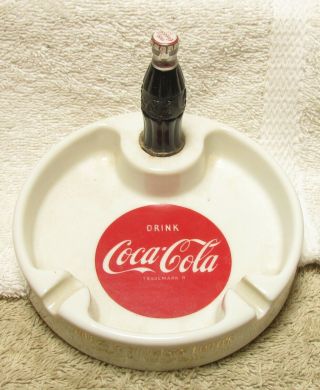 Rare Vintage Coca - Cola Ashtray With Brown Coke Bottle Cigarette Lighter