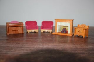Vintage Sylvanian Families Epoch,  Rare,  Discontinued Lighting Fire,  Piano Chairs