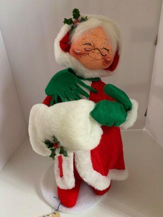 Vintage Annalee Mrs.  Santa With Hand Warmer And Winter Coat 18 Inches 1994