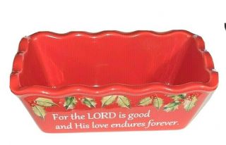 Mini Bread Loaf Holiday Ceramic Stoneware Bake Pan Christmas For The Lord.  Rare