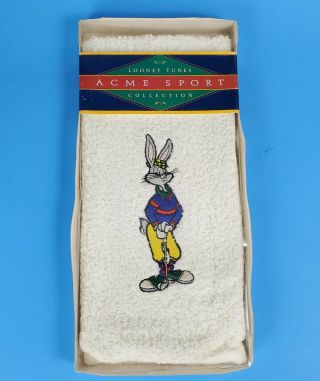 Vintage 1993 Acme Sort Bugs Bunny Gold Towel White Embroidered