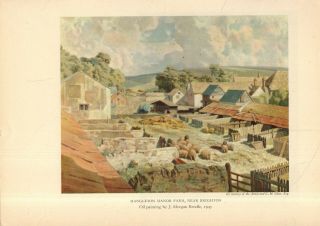 Overlooked Vintage Art Print - Hangleton Manor Farm,  Near Brighton By Rendle