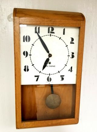 Rare Unique Antique Seth Thomas Time Only Regulator Wall Clock Runs Strong
