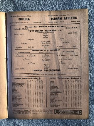 Rare Tottenham “A” v London Caledonians 1930/31 (Friendly) 3
