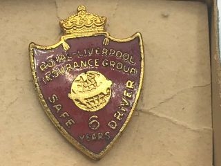 Vintage Rare Royal Liverpool Insurance Group 6 Years Safe Driver Award Pin A4