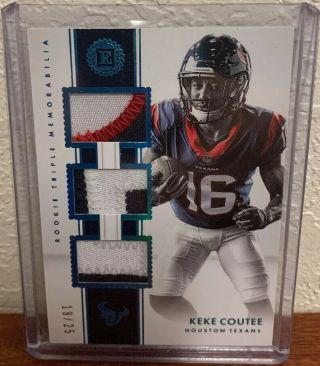 Keke Coutee 2018 Panini Encased Rookie Triple Patch D 19/25 Rare Near