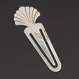 Vtg Sterling Silver - Art Deco Signed Scalloped Fluted Clam Shell Bookmark - 3g
