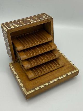 Vintage And Rare Egyptian Music Box Wooden Cigarette Holder