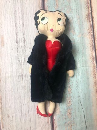 Betty Boop 1987 Vintage 17  Sexy Betty " Fur Coat One Piece Red Stuffed Doll