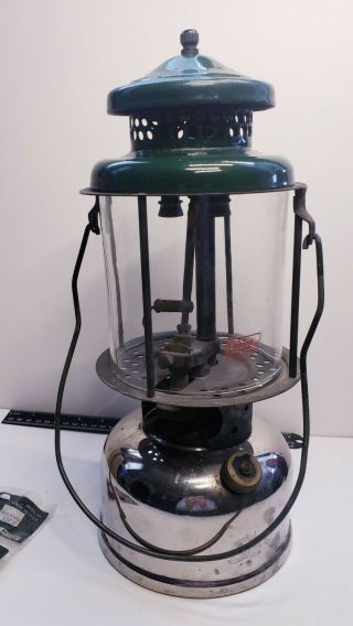 Rare Vintage Coleman Nickel Chrome Liquid Fuel Camping Lantern Double Mantle