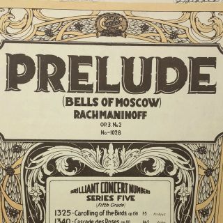 Antique 1900s Rachmaninoff Prelude Bells Of Moscow Sheet Music