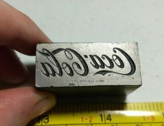 Vintage Letterpress Printing Block Coca Cola Advertising Logo All Metal