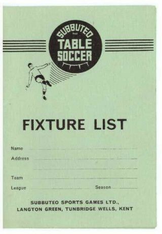 Subbuteo C150: Fixture List Card With Cricket Advert Rare Football Accessories
