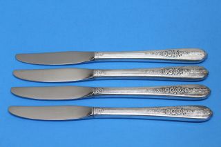 4 Vintage Oneida Nobility Plate Royal Rose Silverplate Flatware Grille Knives