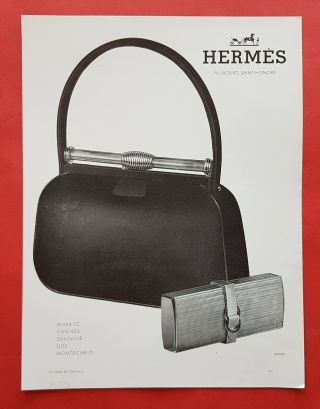 Hermes Sac,  Handbag - Rare Publicite Ad 1959 Réf : 505