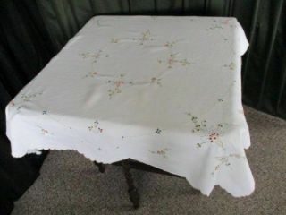Vintage Madeira Tablecloth - Hand Embroidered Pastels