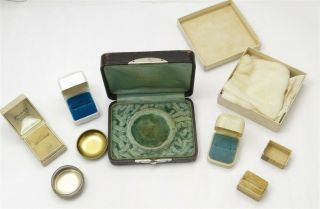 Vintage/antique (7) Jewelry Presentation Boxes Celluloid,  Cardboard,  Velvet,  (d)