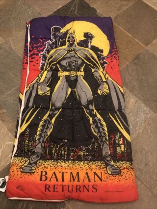 Rare Vintage 1992 Dc Comics Batman Returns Sleeping Bag Double Sided