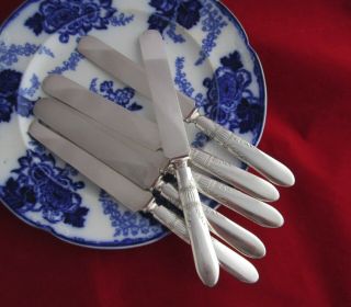 6 Antique 1847 Rogers Bros Queen Ann / St Moritz Silverplate Dinner Knives