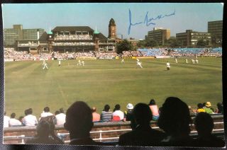 England Cricket Legend Jim Laker Old Trafford Signed Post Card Rare