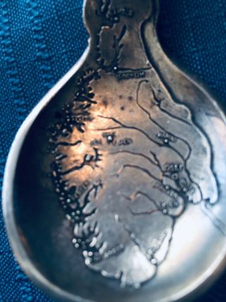 Silver Souvenir Spoon Map Of Norway Large Heavy 2