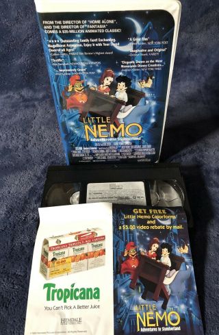 Little Nemo Adventures In Slumberland Vhs W/ Rare Paper Insert Rebate Collect