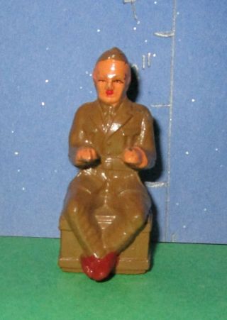 Very Rare Barclay 961 Lead Toy Sitting Soldier On Crate Typing Big