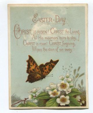 193 Antique Prang Easter Card - Butterfly - Christ Is Risen - 1886