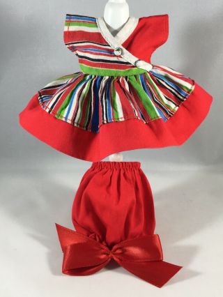 Vintage Vogue Tag Ginny Red & Striped Dress W - Bloomers,  Hair Bow (no Doll)