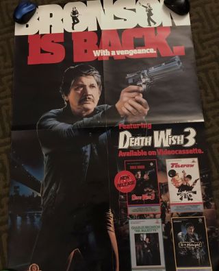 Vintage Rare 36x24 1986 In - Store Promo Poster Charles Bronson Death Wish 3 Movie