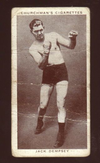 Rare Vintage 1938 Churchman Boxing Personalities Jack Dempsey 12 Wa & Ac Card