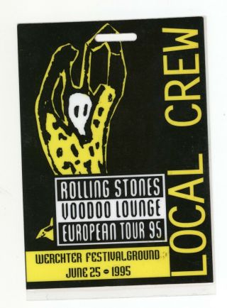 Mega Rare The Rolling Stones 6/25/95 Werchter Belgium Local Crew Backstage Pass