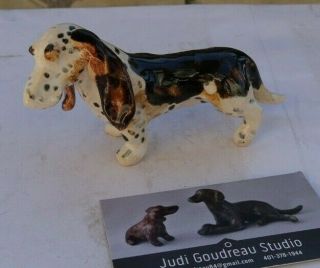 Rare Vintage 5 " Hand Made Studio Art Pottery Basset Hound Dog Figurine Goudreau