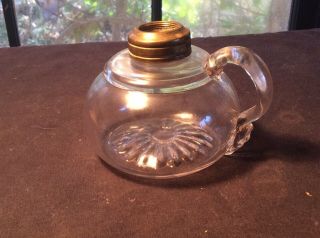 Eapg Antique Glass Finger Loop Oil Lamp Applied Handle