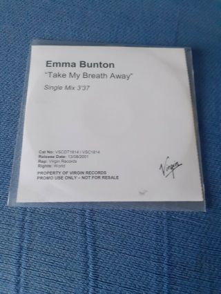 Emma Bunton (spice Girls) Uk 1 Track Cd Promo Of " Take My Breath Away " Rare