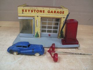 Rare 1950s Vintage Keystone Service Station Garage Blue Car Gas Pump Light Post